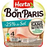 Herta Jambon Supérieur Le Bon Paris Taux de Sel Réduit Conservation Sans Nitrite, 4 tranches - 140g
