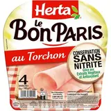 Herta Jambon  Supérieur au Torchon Le Bon Paris Conservation Sans Nitrite, 4 tranches - 140g