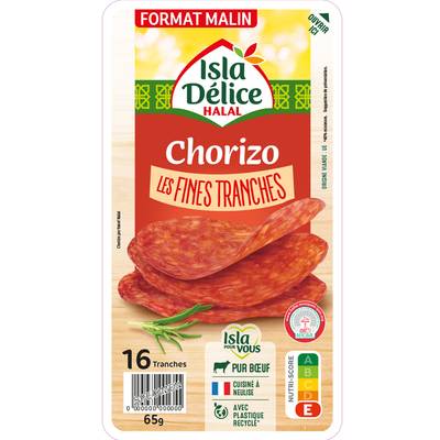 Isla Délice Chorizo de Boeuf - HALAL, 16 tranches - 65g