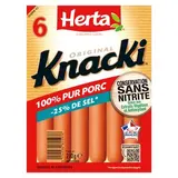 Herta Knacki Taux de Sel Réduit, Conservation Sans Nitrite, 6 saucisses - 210g