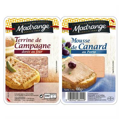 Madrange Duo Terrine campagne et Mousse de canard, 100g