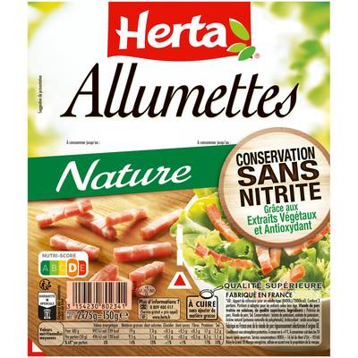 Herta Allumettes Nature, Conservation sans Nittrites, 2x75g