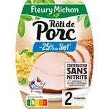 Fleury Michon Rôti de Porc, Taux de Sel Réduit, 2 tranches - 100g