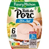 Fleury Michon Rôti de Porc Cuit, Taux de Sel Réduit, 6 tranches - 210g