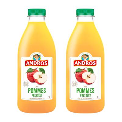 Andros Jus de Pommes Pressées, Lot de 2x1L