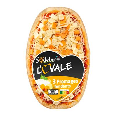Sodebo Pizza l'Ovale 3 Fromages Fondants, 200g