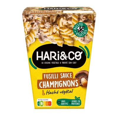 HARI&CO Fusilli Sauce Champignons et Haché Végétal, 300g