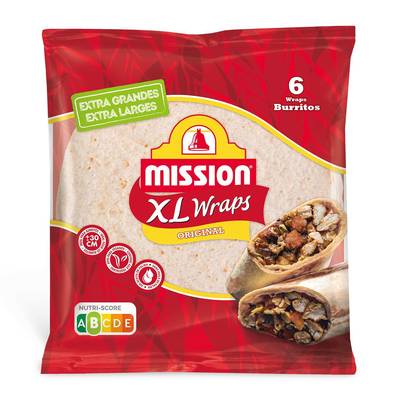 Mission 6 Wraps Burritos XL au Blé Nature, 540g