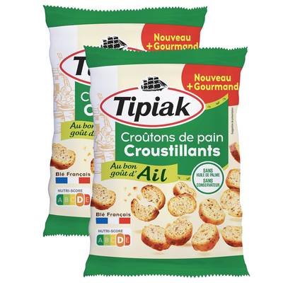 Tipiak Croûtons de Pain Croustillants à l'ail, Lot de 2x75g