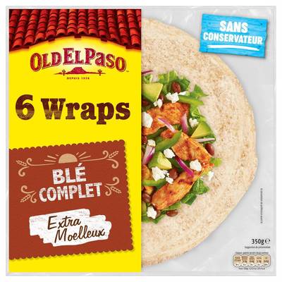 Old el Paso 6 galettes wraps de blé complet, 350g