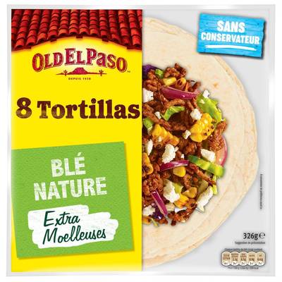 Old el Paso 8 galettes tortillas de blé nature, 326g