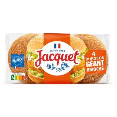 Jacquet Pain Burger Brioché Géant, 4 buns - 300g