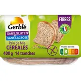 Gerblé Sans Gluten Sans Lactose Pain de Mie aux Céréale et Graines  sans gluten et sans lactose, 400g