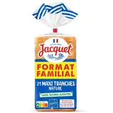 Jacquet Pain de Mie Maxi Tranches Nature, Sans Sucres Ajoutés, 21 tranches - 825g