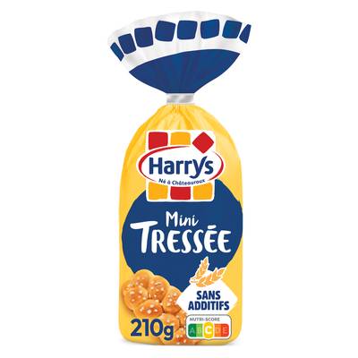 Harrys Brioche Mini Tressée Nature au Sucre Perlé, 6 brioches - 210g