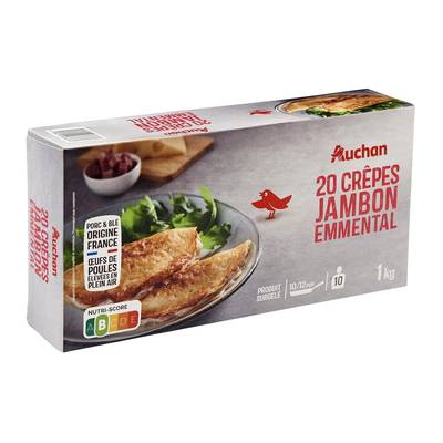 Auchan Crêpe jambon emmental, 20 crêpes - 1kg