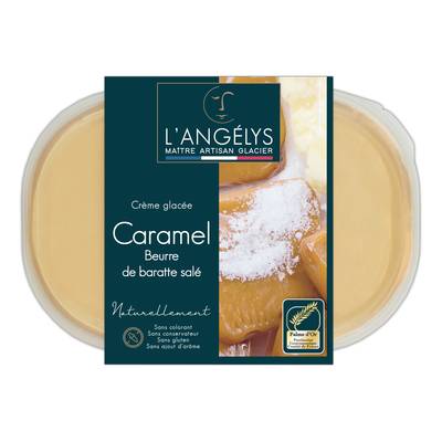 L'Angelys Crème glacée artisanale au caramel au beurre salé, 450g