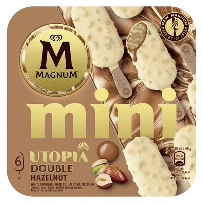 Magnum Mini bâtonnets chocolat blanc, amandes, noisettes et pistaches, 6 bâtonnets - 276g