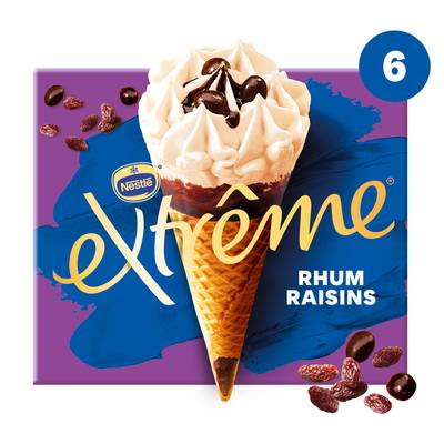 Extrême Cônes glacés rhum raisins, 6 cônes - 426g