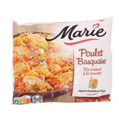 Marie Poulet basquaise et riz cuisiné aux tomates avec des oignons et une pointe de thym, 900g