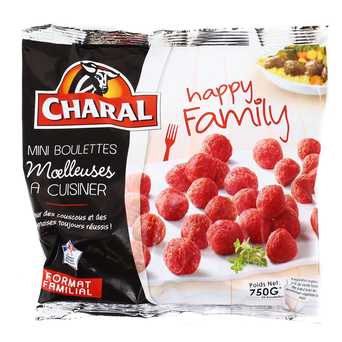 Charal Mini boulettes moelleuses au boeuf 15%mg, 750g