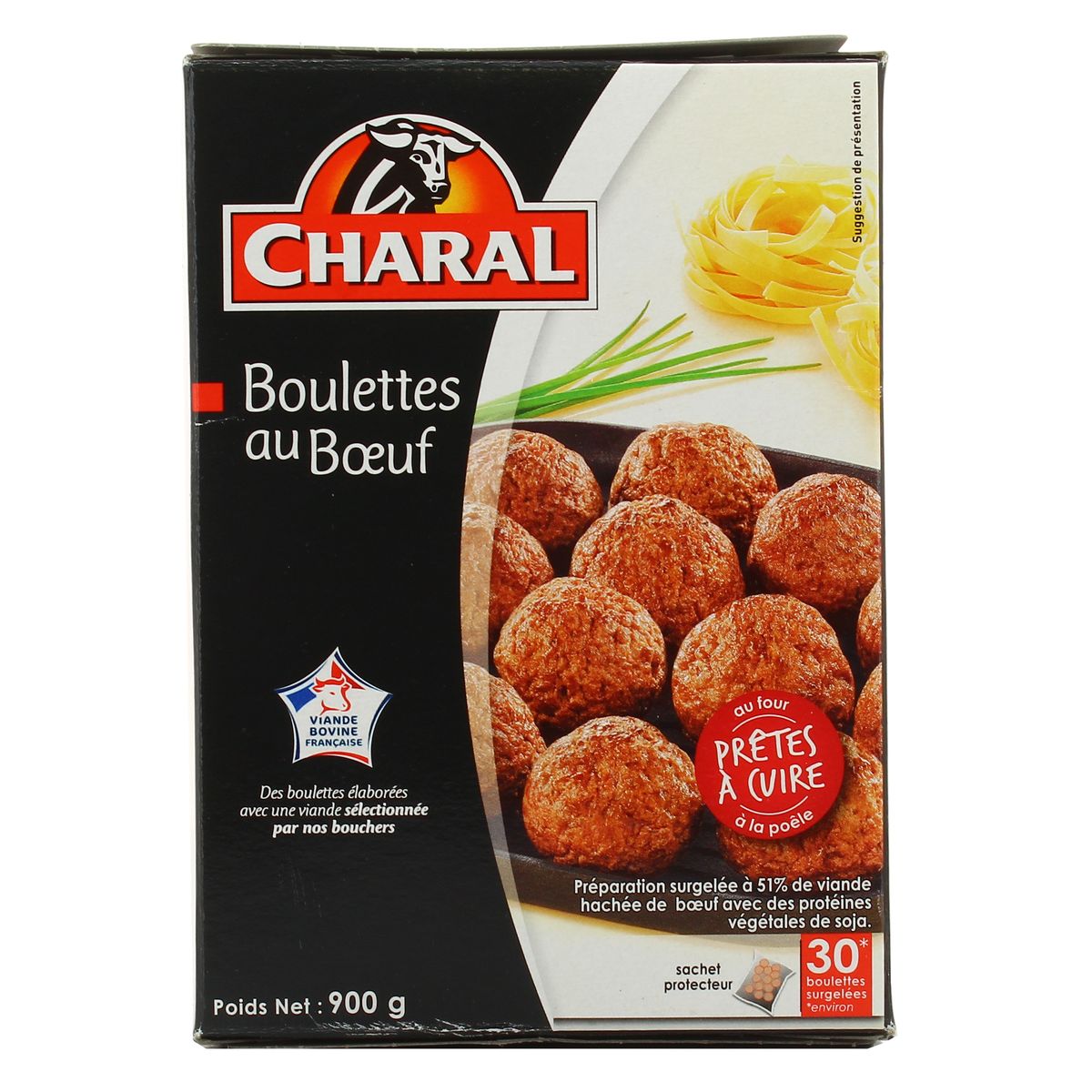 Charal Boulettes de boeuf 15%mg, 30 boulettes - 900g