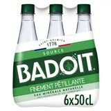 Badoit Eau gazeuse minérale naturelle, finement pétillante, 6x50cl
