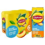 Lipton Thé glacé saveur pêche zéro sucres, 6x33cl