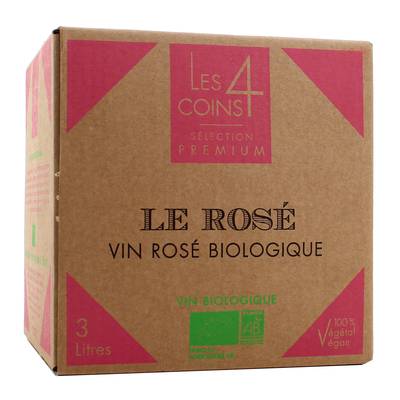 Vin De France rosé Les 4 Coins Bio 11.5°, Bag in box 3L