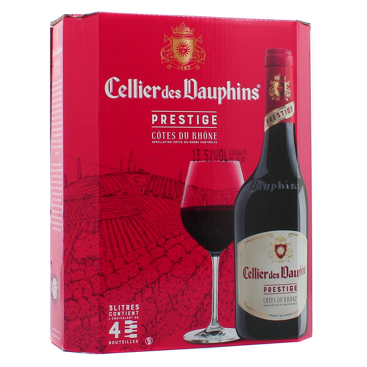 Côtes du Rhône rouge AOC Cellier des Dauphins 13.5°, Bag in box 3L