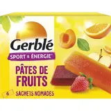 Gerblé Sport et Energie Pâtes de fruits- Pommes Fraise, Pommes Abricot, Pommes Orange Sport et Energie, 6 barres