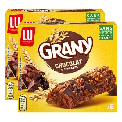 Grany Barres Céréales Chocolat, Lot de 2x6 barres
