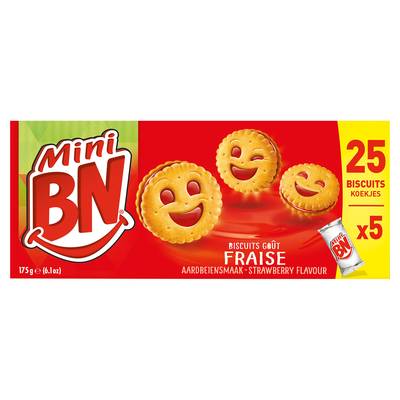 BN Mini biscuits fourrés à la fraise, 25 biscuits - 175g