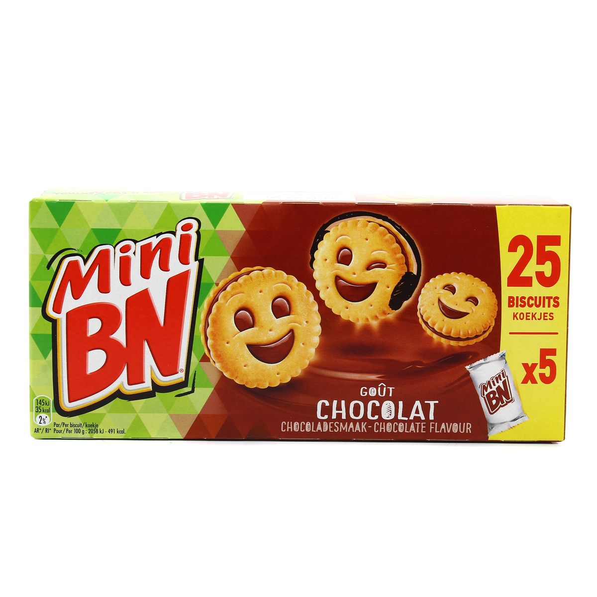 BN Biscuits fourrés gout chocolat Mini BN Chocolat, 25  biscuits - 190g