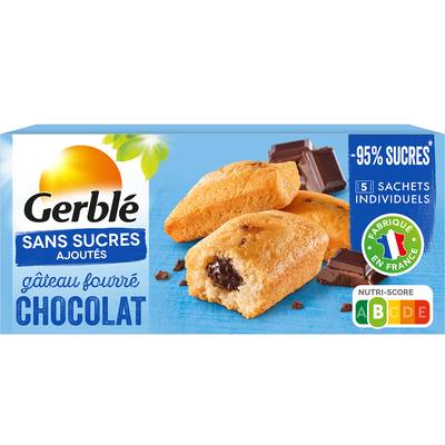 Gerblé Sans Sucres Ajoutés Gateaux Fourrés au Chocolat Sans Sucres Ajoutés -95% de sucrs en moins, 5 gâteaux - 150g
