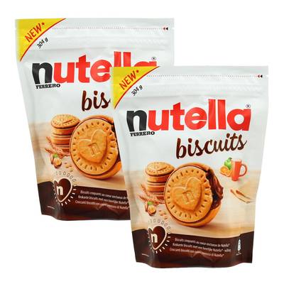 Nutella Biscuits fourrés pâte à tartiner aux noisettes et cacao, Lot de 2x22 biscuits - 304g