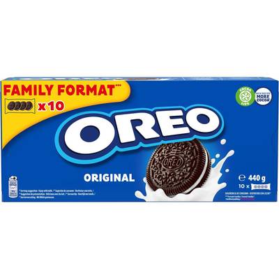 Oréo Biscuit cacaoté, fourré Original, format familial, 10 étuis - 440g