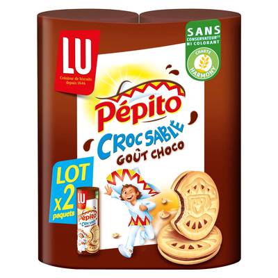 Pépito Biscuits fourrés goût chocolat Croc sablé, 2x294g