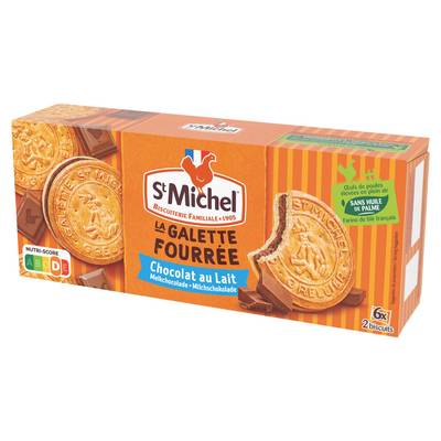 St Michel Biscuit galette fourrée Chocolat au Lait, 12 biscuits - 240g