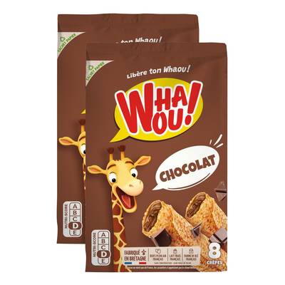 Whaou Crêpes fourrées au chocolat., Lot de 2x8 crêpes - 256g