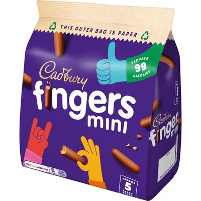 Cadbury Mini fingers bâtoner enrobé de chocolat, 5 étuis - 96.5g