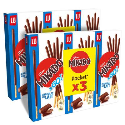 Mikado Biscuits nappés au chocolat au lait, Lot de 2x3x39g