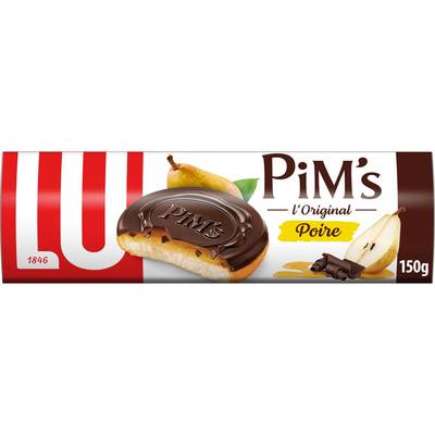Pim's Biscuits génoises nappées à la poire et au chocolat, 150g