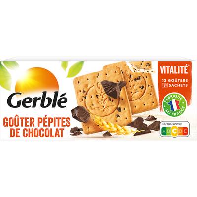 Gerblé Vitalité 12 Goûters pépites de chocolat -32% de sucres en moins, 250g