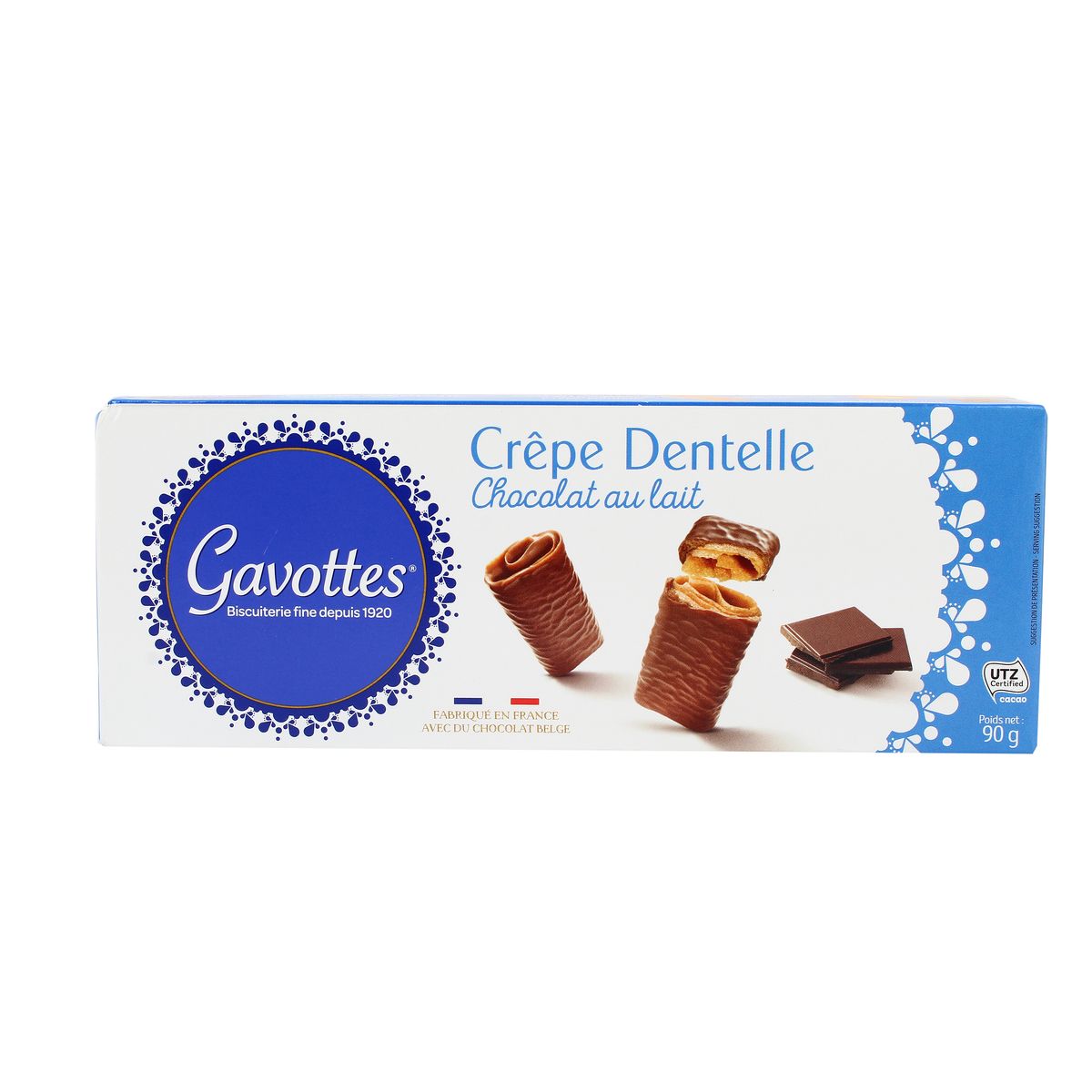 Gavottes Biscuits crêpe dentelle chocolat lait, 90g