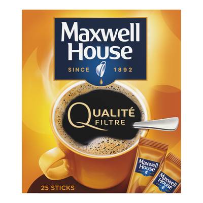 Maxwell House Café Soluble Qualité Filtre, 25 Sticks