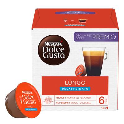 Nescafe Dolce Gusto Café lungo décaffeinato intensité 6, 16 capsules