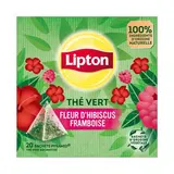 Lipton Thé Vert Fleur d'Hibiscus et Framboise, 20 sachets