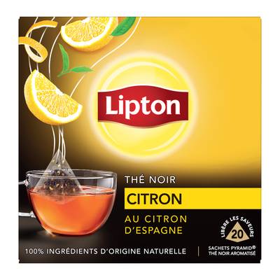 Lipton The noir au citron sachet pyramide, 20 sachets