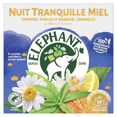 Elephant Infusion Nuit Tranquille Miel, 20 sachets